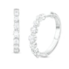 Thumbnail Image 1 of 1 CT. T.W. Diamond Seven Stone Hoop Earrings in 10K White Gold
