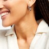 Thumbnail Image 2 of 3/4 CT. T.W. Pear-Shaped Multi-Diamond Hoop Earrings in 10K White Gold