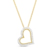 Thumbnail Image 1 of 1/2 CT. T.W. Diamond Tilted Open Milgrain Heart Pendant in 10K Gold