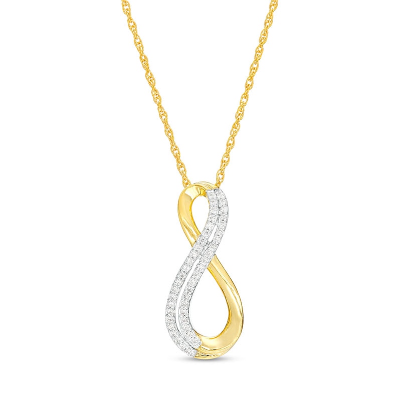 Main Image 1 of 1/8 CT. T.W. Diamond Double Row Infinity Pendant in 10K Gold