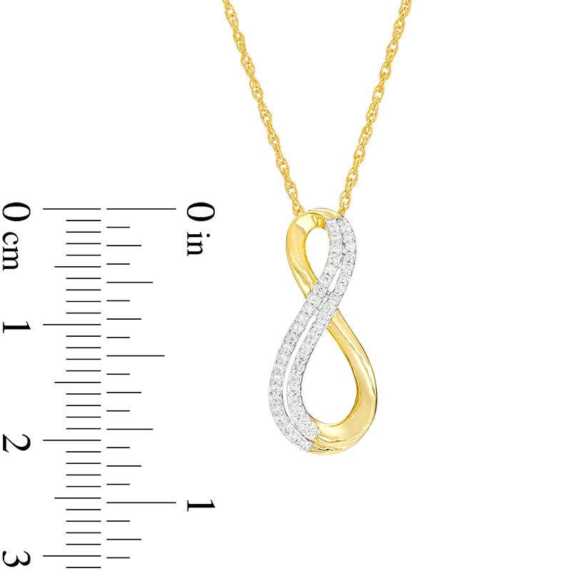 Main Image 3 of 1/8 CT. T.W. Diamond Double Row Infinity Pendant in 10K Gold