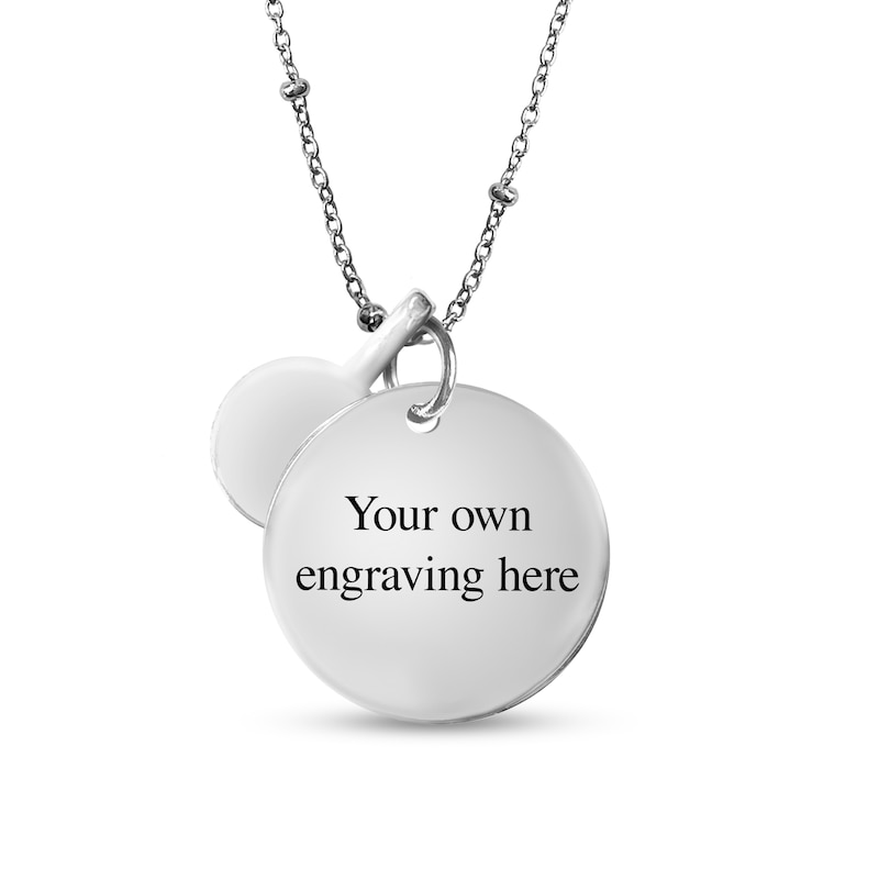 Main Image 3 of Dyed Chalcedony Birth Month Dangle Charm Your Own Handwriting Disc Pendant in Sterling Silver (1 Month and 1-2 Lines)