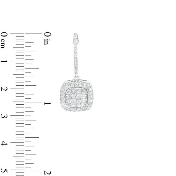 1-1/3 CT. T.w. Cushion-Shaped Multi-Diamond Frame Drop Earrings in 10K White Gold