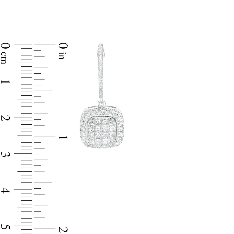 1-1/3 CT. T.W. Cushion-Shaped Multi-Diamond Frame Drop Earrings in 10K White Gold