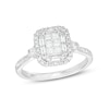 Thumbnail Image 1 of 1/2 CT. T.W. Emerald-Shaped Multi-Diamond Double Frame Ring in 10K White Gold