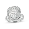 Thumbnail Image 1 of 2 CT. T.W. Emerald-Shaped Multi-Diamond Double Frame Twist Shank Ring in 10K White Gold