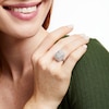 Thumbnail Image 2 of 2 CT. T.W. Emerald-Shaped Multi-Diamond Double Frame Twist Shank Ring in 10K White Gold