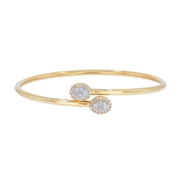 1/2 CT. T.W. Oval-Shaped Multi-Diamond Frame Flexible Bangle in Sterling Silver with 14K Gold Plate