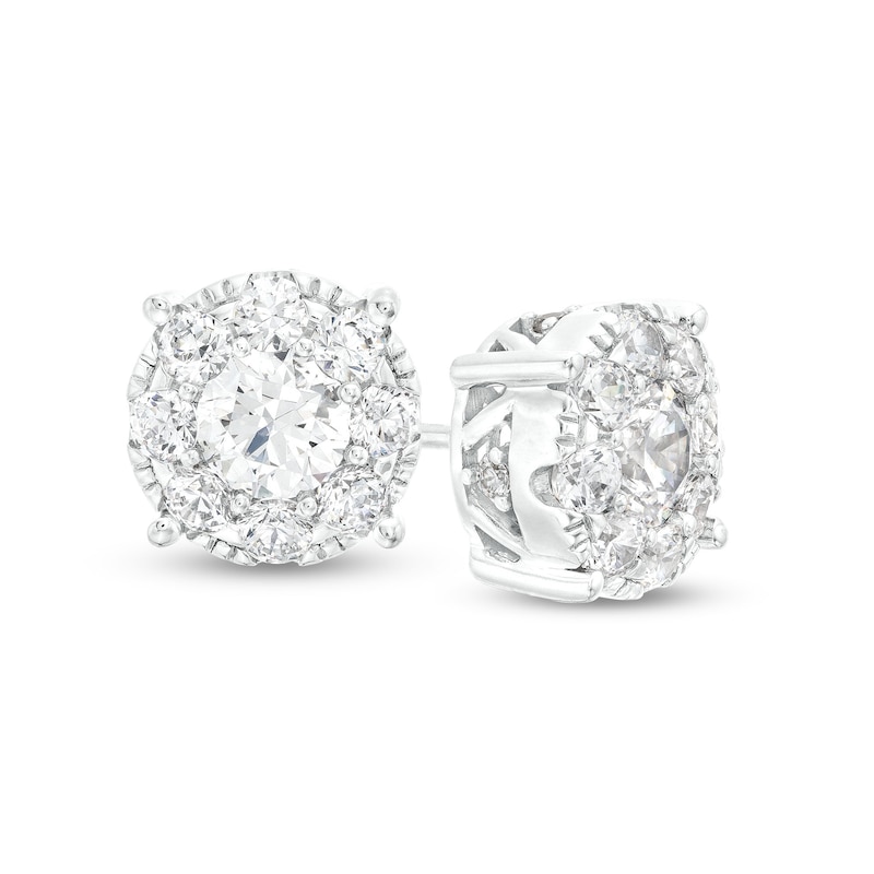 2 CT. T.W. Certified Lab-Created Diamond Frame Stud Earrings in 14K White Gold (F/SI2)
