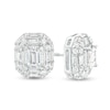 Thumbnail Image 0 of 2 CT. T.W. Certified Emerald-Cut Lab-Created Diamond Double Frame Stud Earrings in 14K White Gold (F/SI2)