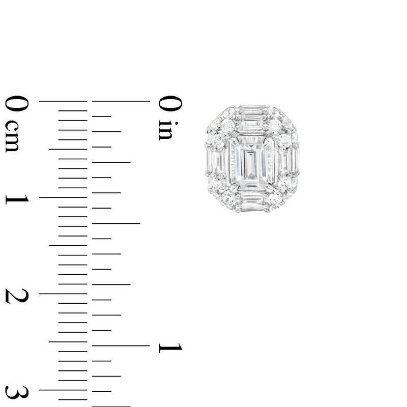 2 CT. T.W. Certified Emerald-Cut Lab-Created Diamond Double Frame Stud Earrings in 14K White Gold (F/SI2)