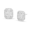 Thumbnail Image 1 of 1-1/2 CT. T.W. Emerald-Shaped Multi-Diamond Frame Stud Earrings in 10K White Gold