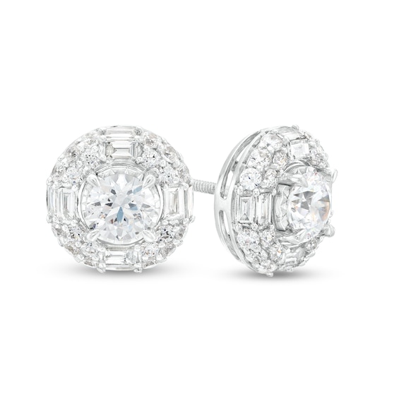 2 CT. T.w. Certified Lab-Grown Diamond Double Frame Stud Earrings in 14K White Gold (F/Si2)