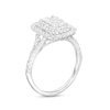 Thumbnail Image 3 of 1 CT. T.W. Emerald-Shaped Multi-Diamond Double Frame Split Shank Ring in 10K White Gold