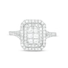 Thumbnail Image 4 of 1 CT. T.W. Emerald-Shaped Multi-Diamond Double Frame Split Shank Ring in 10K White Gold