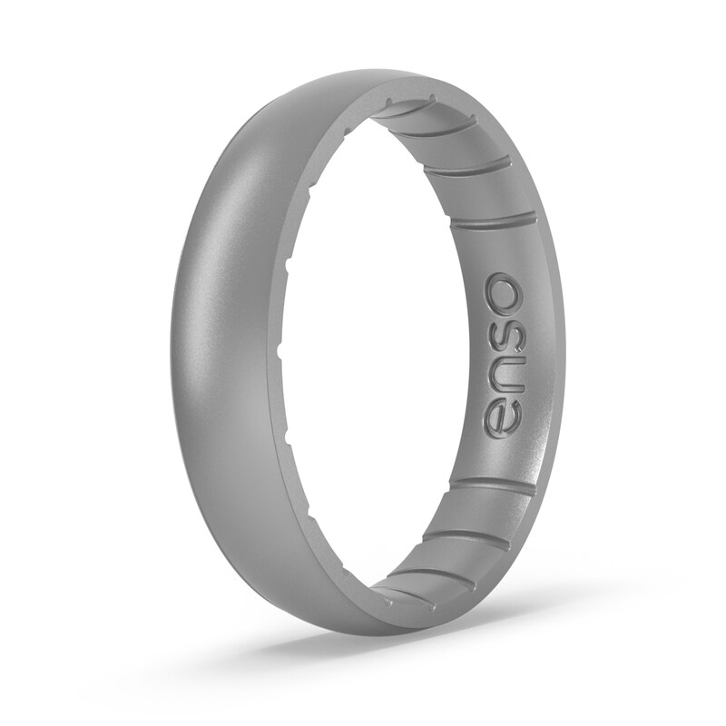 Enso Rings Elements Collection 4.3mm Classic Thin Silver Silicone Band Zales