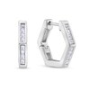 Thumbnail Image 0 of 1/3 CT. T.W. Princess-Cut Diamond Hexagonal Hoop Earrings in 10K White Gold