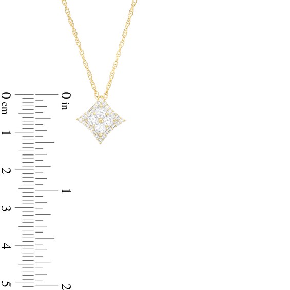1 CT. T.w. Princess-Shaped Multi-Diamond Concave Pendant and Stud Earrings Set in 10K Gold