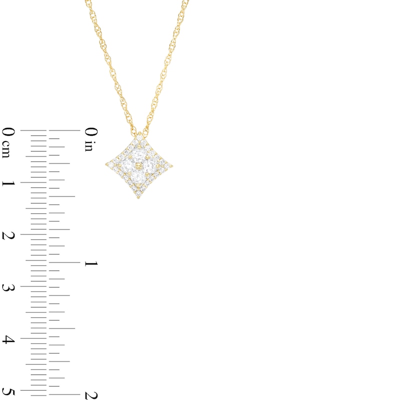 Main Image 3 of 1 CT. T.W. Princess-Shaped Multi-Diamond Concave Pendant and Stud Earrings Set in 10K Gold