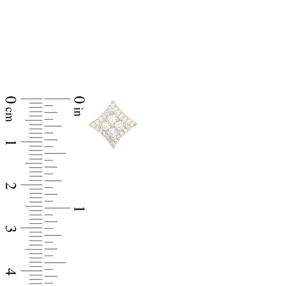 1 CT. T.w. Princess-Shaped Multi-Diamond Concave Pendant and Stud Earrings Set in 10K Gold