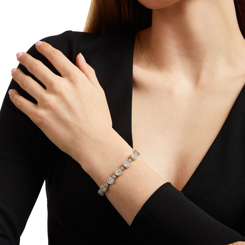 Main Image 2 of 10 CT. T.W. Diamond Frame Alternating Line Bracelet in 10K Gold