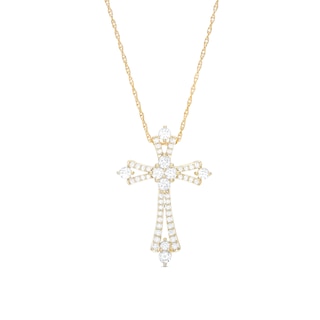 1 CT. T.W. Diamond Split Cross Pendant in 10K Gold