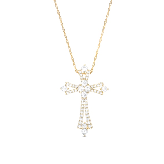 1 CT. T.w. Diamond Split Cross Pendant in 10K Gold