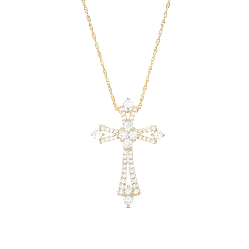 Main Image 1 of 1 CT. T.W. Diamond Split Cross Pendant in 10K Gold