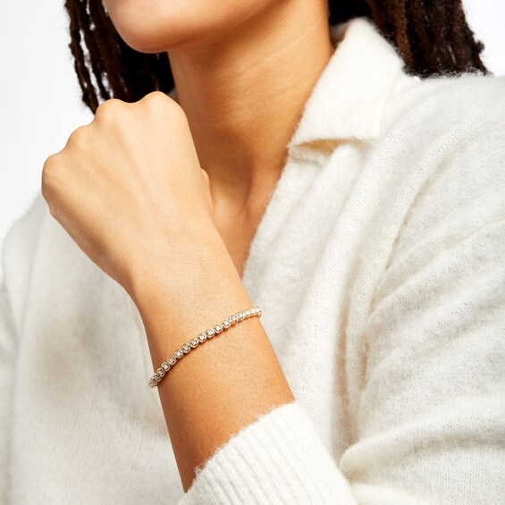 1 CT. T.w. Diamond Geometric Frames Tennis Bracelet in 10K Gold