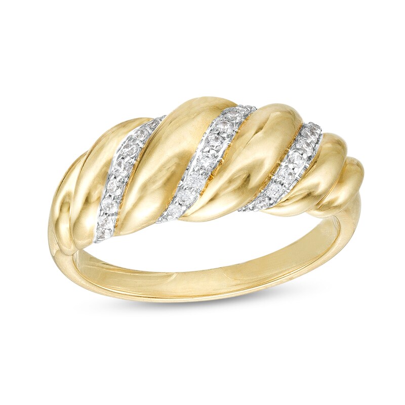 Main Image 1 of 1/8 CT. T.W. Diamond Twist Ring in 10K Gold
