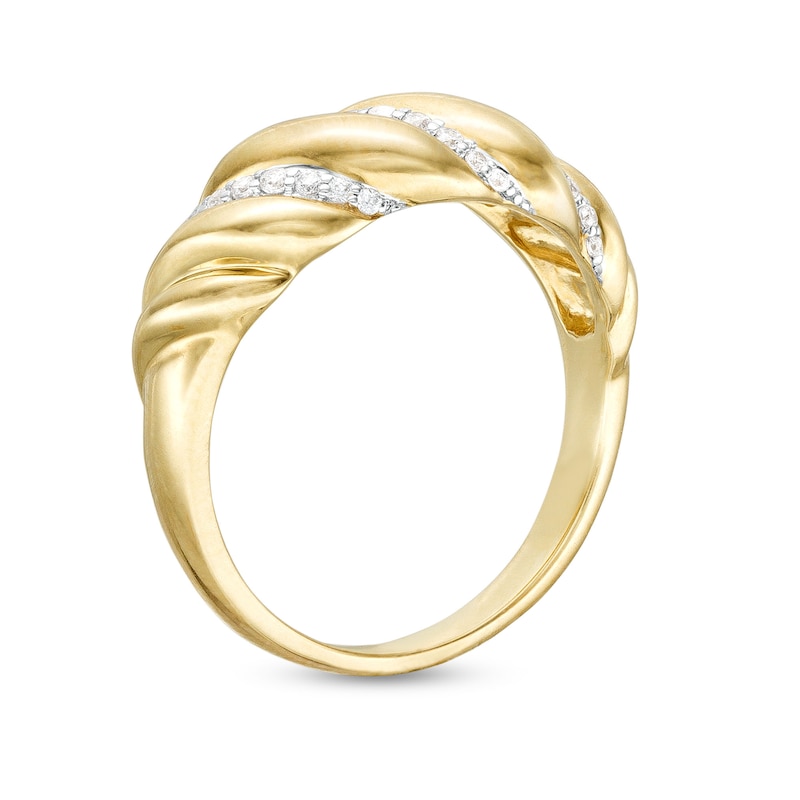 Main Image 3 of 1/8 CT. T.W. Diamond Twist Ring in 10K Gold
