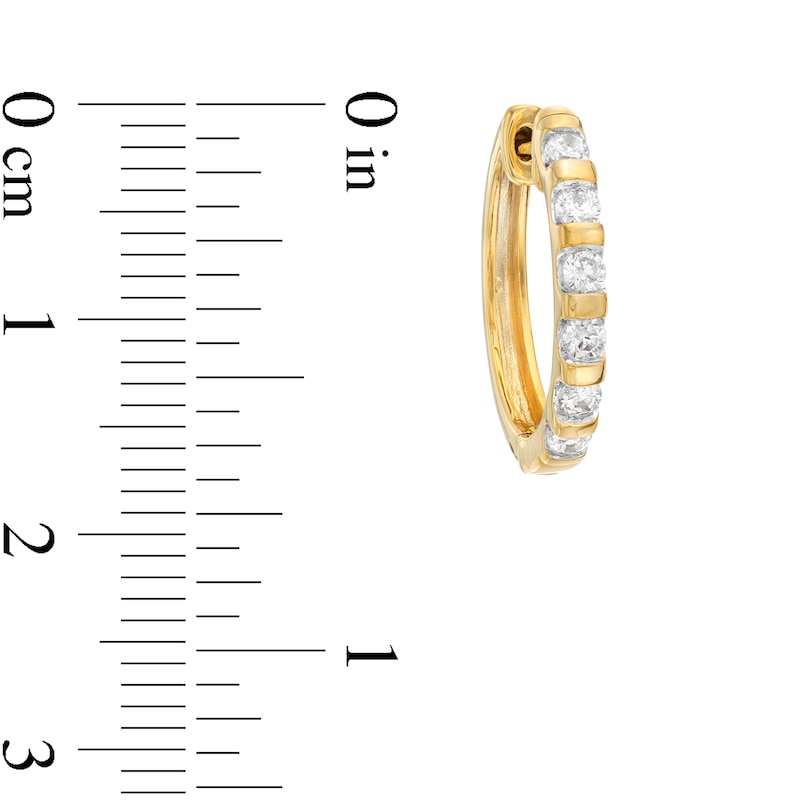 Main Image 3 of 1/2 CT. T.W. Diamond Six Stone Hoop Earrings in 10K Gold