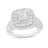 Thumbnail Image 1 of 1 CT. T.W. Princess-Cut Multi-Diamond Double Cushion Frame Vintage-Style Engagement Ring in 10K White Gold (J/I3)
