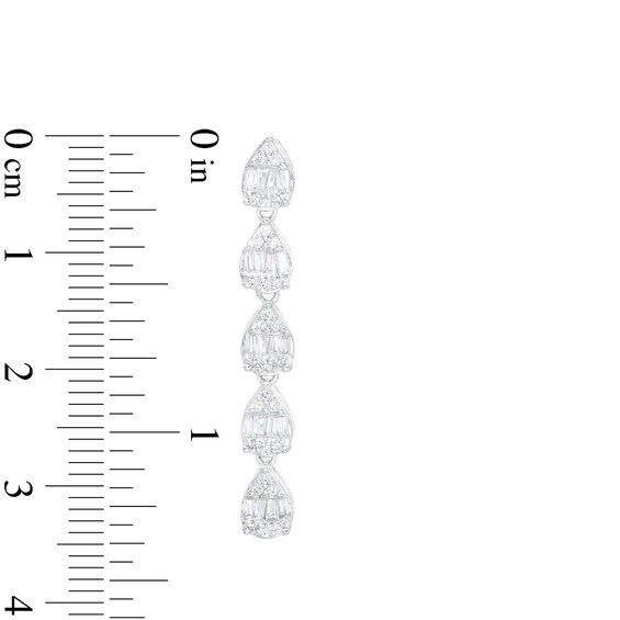 7/8 CT. T.w. Pear-Shaped Multi-Diamond Linear Drop Earrings in 10K White Gold