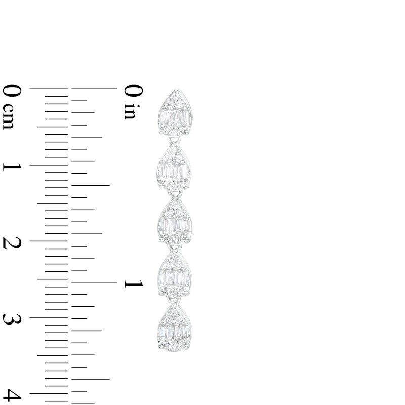 Main Image 3 of 7/8 CT. T.W. Pear-Shaped Multi-Diamond Linear Drop Earrings in 10K White Gold
