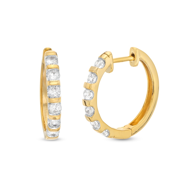 Main Image 1 of 1 CT. T.W. Diamond Six Stone Hoop Earrings in 10K Gold