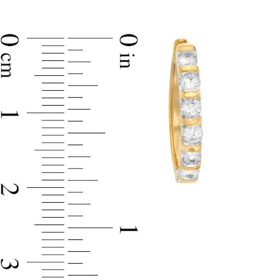 1 CT. T.w. Diamond Six Stone Hoop Earrings in 10K Gold
