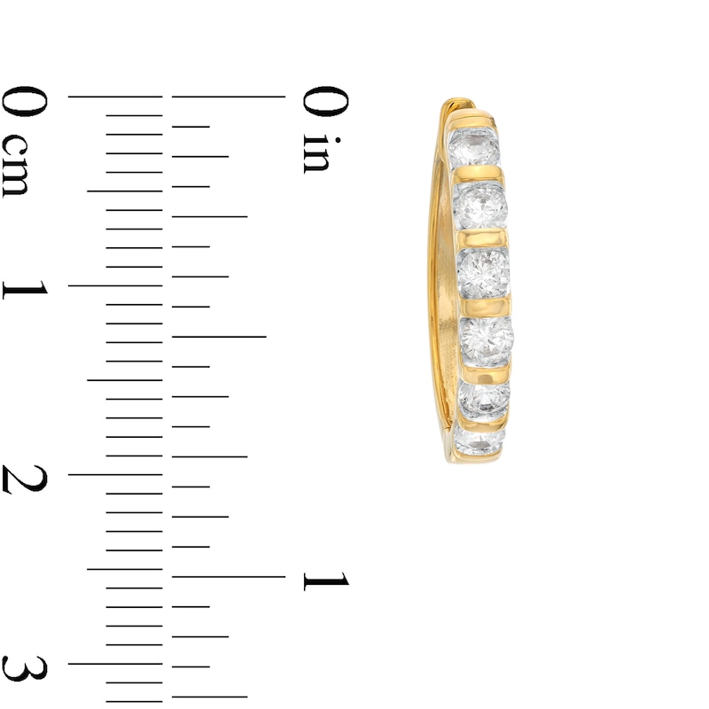 Main Image 3 of 1 CT. T.W. Diamond Six Stone Hoop Earrings in 10K Gold