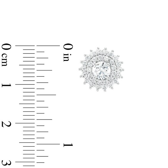 1-1/2 CT. T.w. Certified Lab-Grown Diamond Double Sunburst Frame Stud Earrings in 14K White Gold (F/Si2)