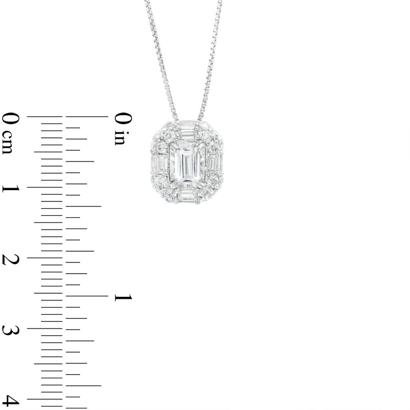 1 CT. T.W. Certified Emerald-Cut Lab-Created Diamond Double Frame Pendant in 14K White Gold (F/SI2)