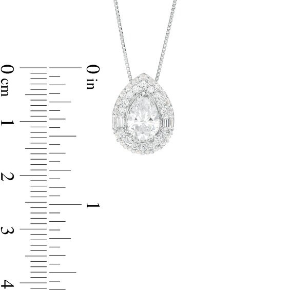 1 CT. T.w. Certified Pear-Shaped Lab-Grown Diamond Double Frame Pendant in 14K White Gold (F/Si2)