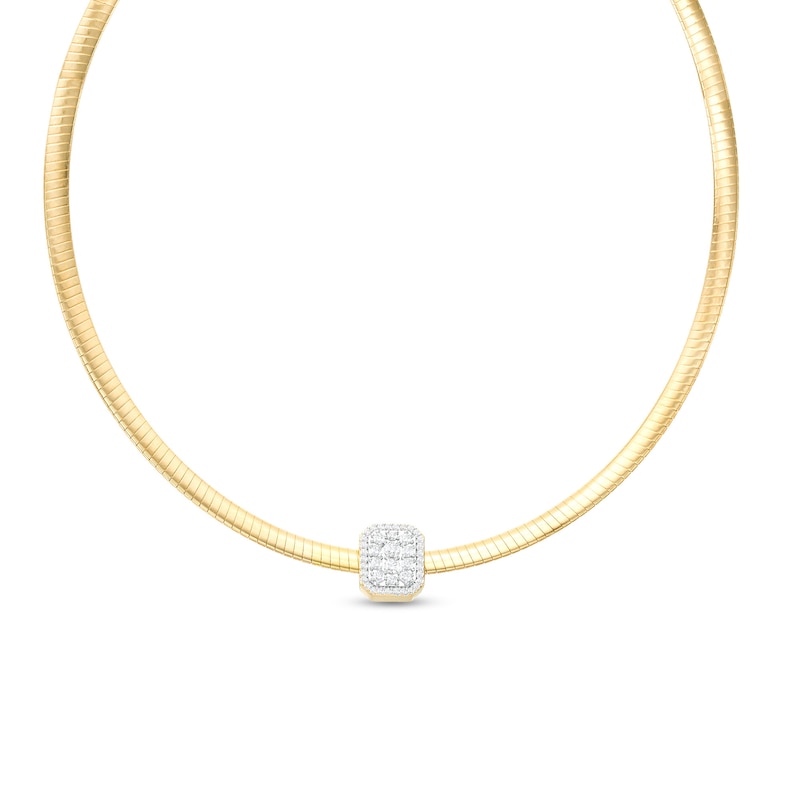 Main Image 1 of 1/2 CT. T.W. Emerald-Shaped Multi-Diamond Pendant in 10K Gold – 17"