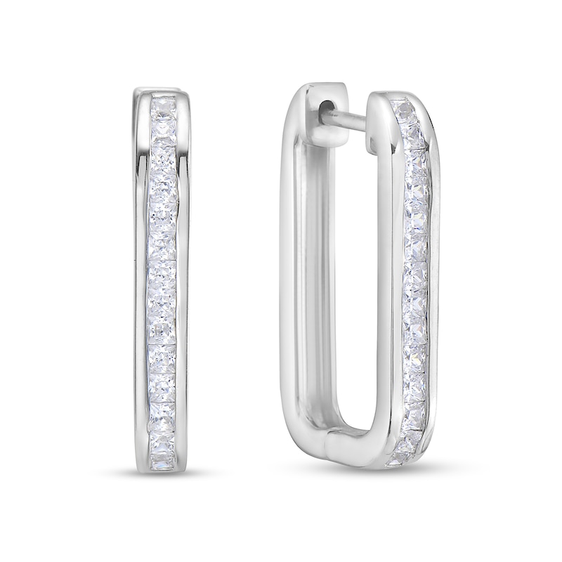1 CT. T.W. Princess-Cut Diamond U-Hoop Earrings in 10K White Gold