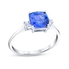 Thumbnail Image 1 of 7.0mm Cushion-Cut Tanzanite and 1/20 CT. T.W. Diamond Ring in 14K White Gold