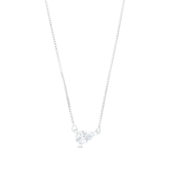 1/3 CT. Certified Pear-Shaped Lab-Grown Diamond Solitaire Tilted Necklace in 14K White Gold (F/Si2)