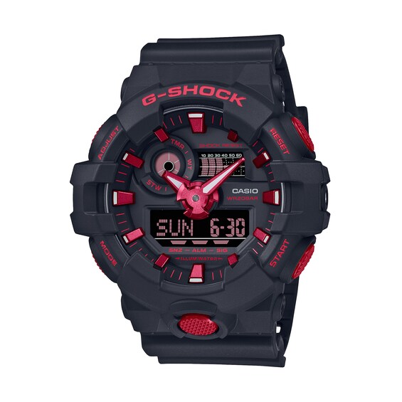 Men's Casio G-Shock Classic Red and Black Resin Strap Watch with Black Dial (Model: Ga700Bnr-1A)