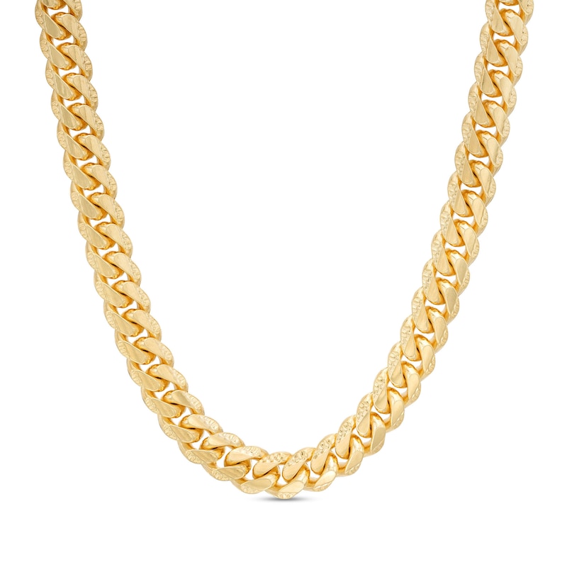 Main Image 1 of Men's 6.93mm Diamond-Cut Cuban Curb Chain Necklace in Solid 10K Gold - 20&quot;