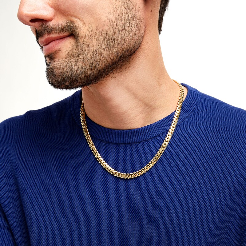 Main Image 2 of Men's 6.93mm Diamond-Cut Cuban Curb Chain Necklace in Solid 10K Gold - 20&quot;