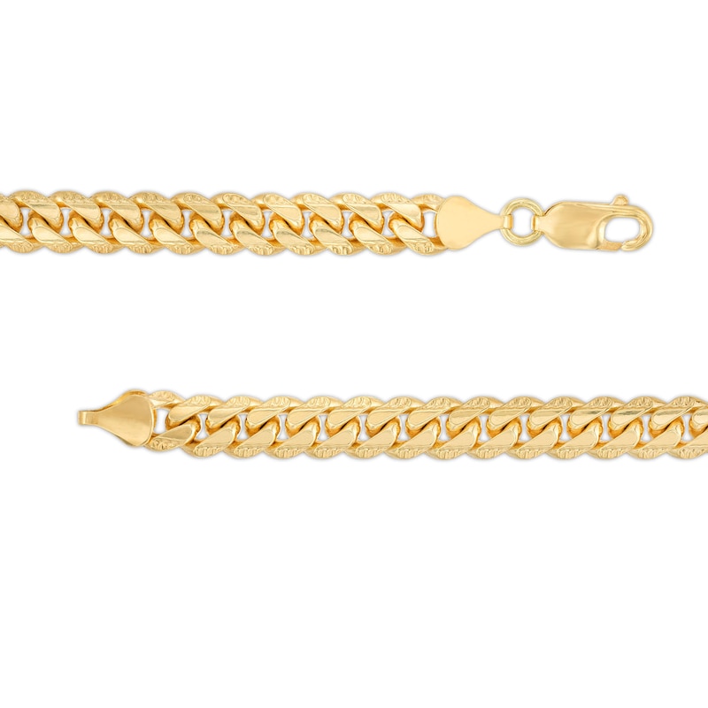 Main Image 3 of Men's 6.93mm Diamond-Cut Cuban Curb Chain Necklace in Solid 10K Gold - 20&quot;