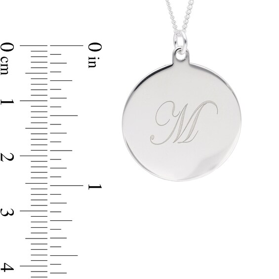 22.0mm Engravable Script Initial Disc Pendant in Sterling Silver (1 Initial)